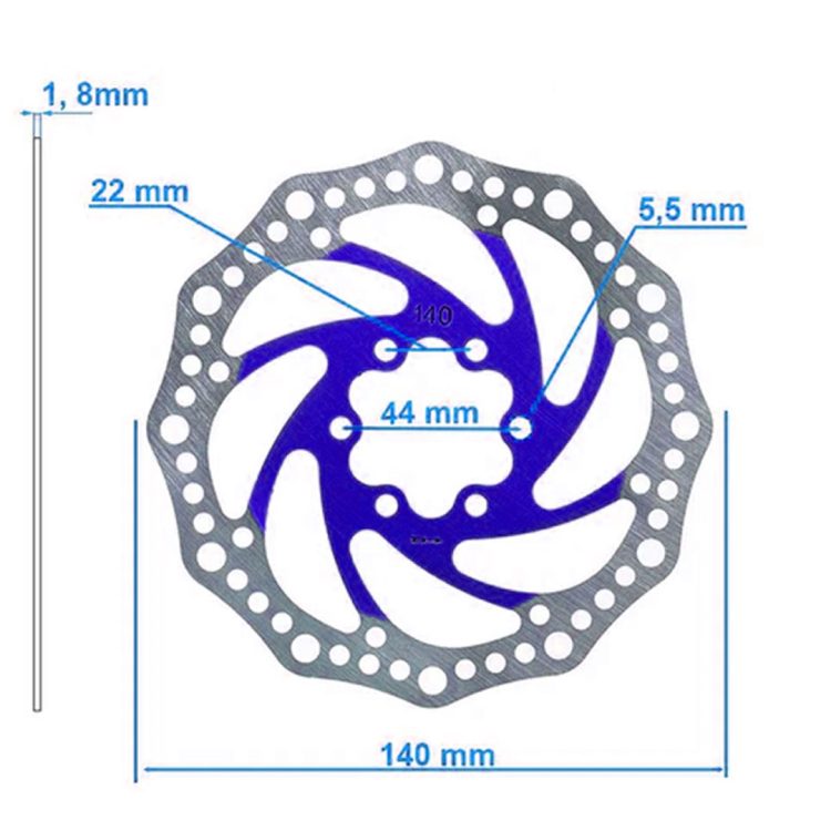 Disc frana 140 mm 6 gauri albastru