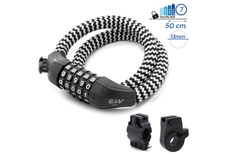 Sistem Anti-Furt Trotinete cu cifru si design texil alb negru