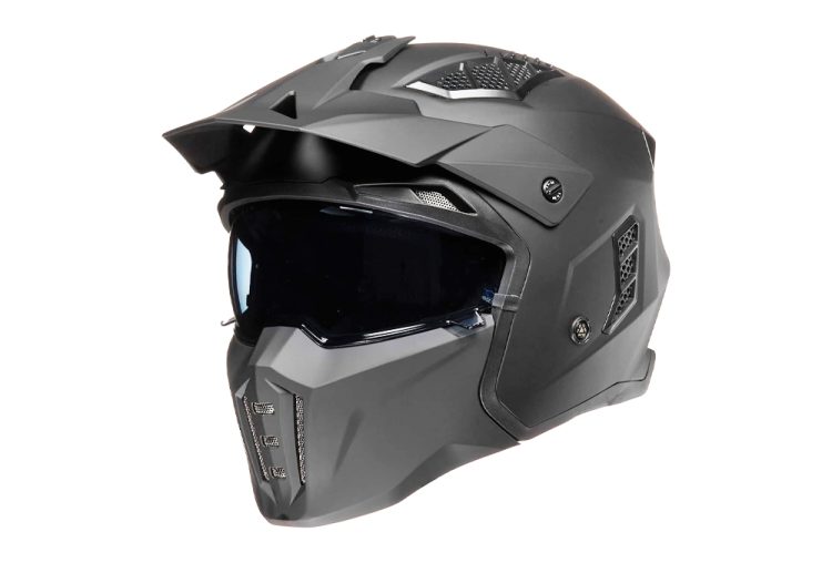 Casca de protectie trotinete cu viziera gri metalizat