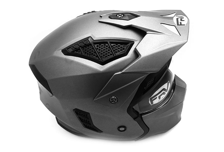 Casca de protectie trotinete cu viziera gri metalizat