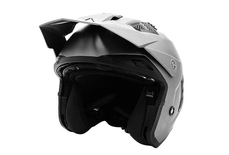 Casca de protectie trotinete cu viziera gri metalizat