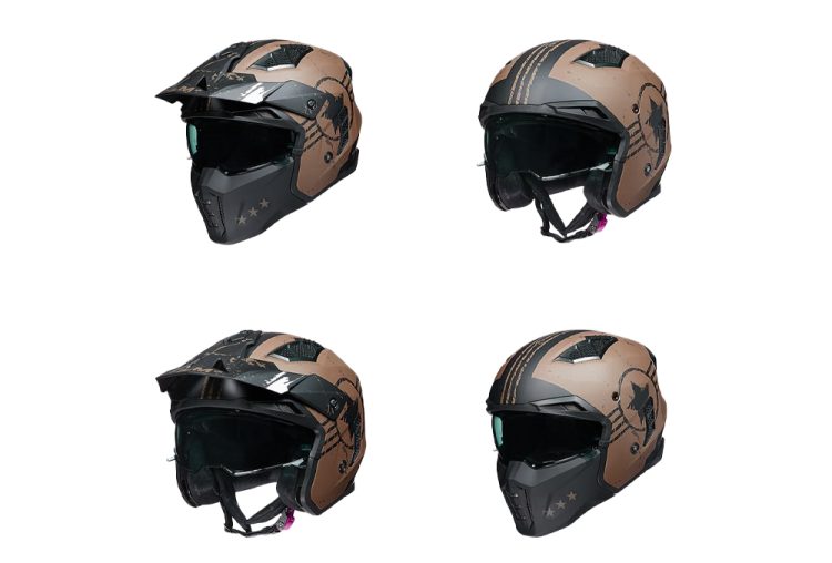 Casca de protectie cu viziera pentru trotinetisti Vintage Army