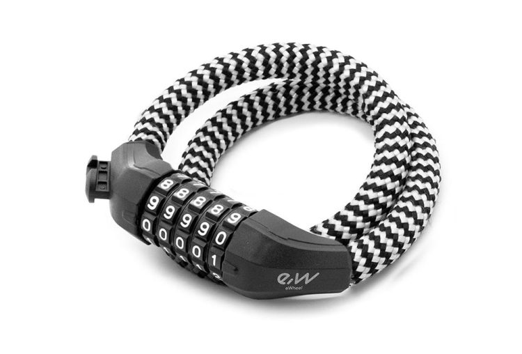 Sistem Anti-Furt Trotinete cu cifru si design texil alb negru