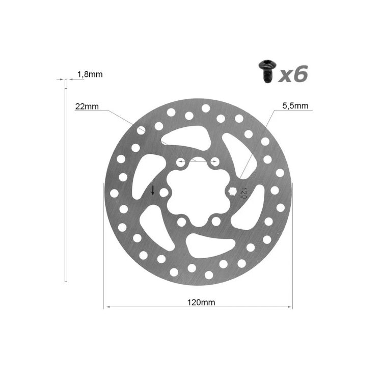 Disc frana 120 mm 6 gauri trotinete electrice Niu KQi3 MAX