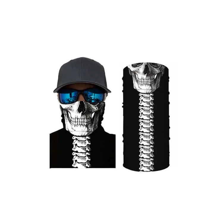 Masca tip bandana esarfa protectoare 3D white skull