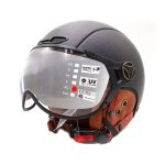 Casca de protectie JET cu viziera verde cameleon