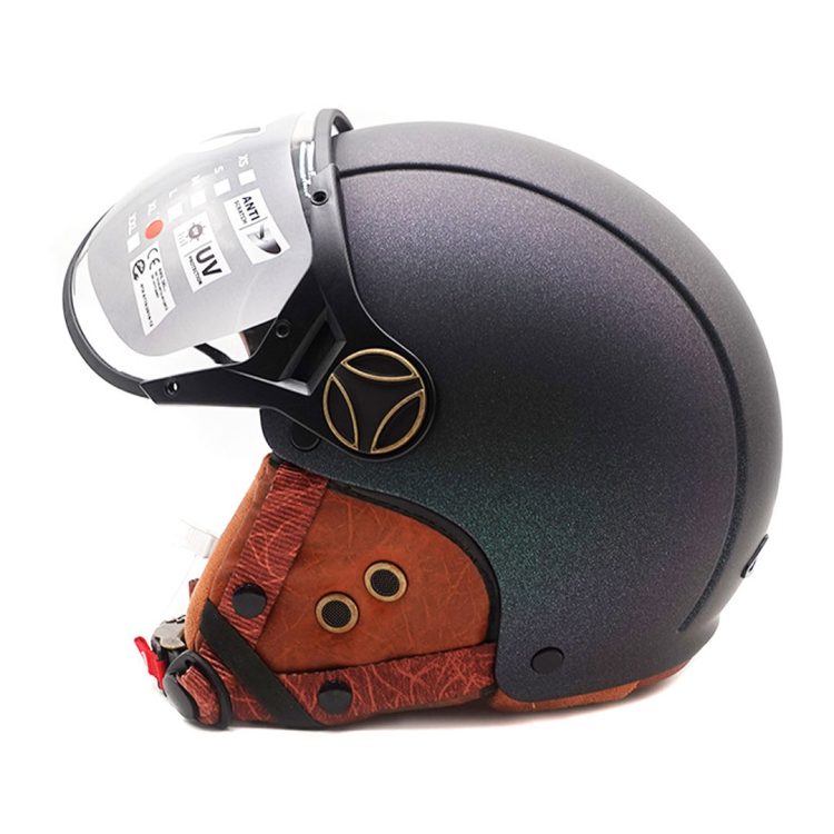 Casca de protectie trotinetisti JET cu viziera verde cameleon