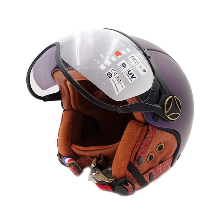 Casca de protectie trotinetisti cu viziera albastru cameleon