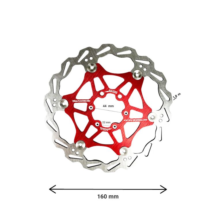 Disc frana 160 mm 6 gauri float rosu